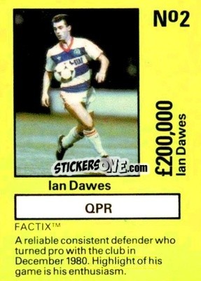 Sticker Ian Dawes - Emlyn Hughes' Team Tactix 1987
 n. QPR2 - BOSS LEISURE

