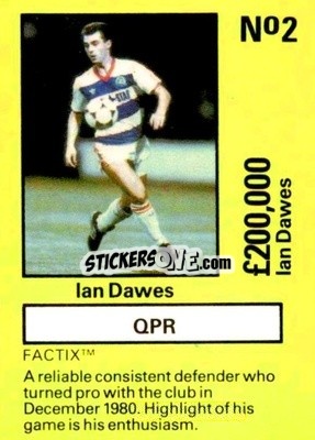 Cromo Ian Dawes - Emlyn Hughes' Team Tactix 1987
 - BOSS LEISURE
