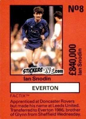 Sticker Ian Snodin - Emlyn Hughes' Team Tactix 1987
 n. E8 - BOSS LEISURE
