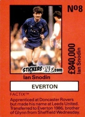 Sticker Ian Snodin - Emlyn Hughes' Team Tactix 1987
 - BOSS LEISURE
