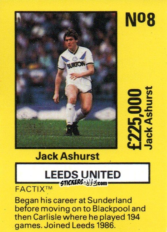 Sticker Jack Ashurst - Emlyn Hughes' Team Tactix 1987
 n. LE8 - BOSS LEISURE
