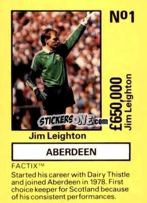 Sticker Jim Leighton - Emlyn Hughes' Team Tactix 1987
 - BOSS LEISURE
