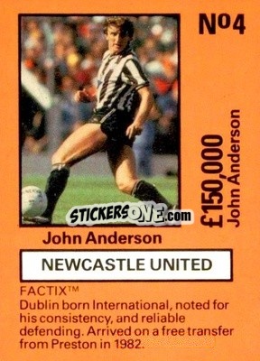 Sticker John Anderson - Emlyn Hughes' Team Tactix 1987
 n. NU4 - BOSS LEISURE
