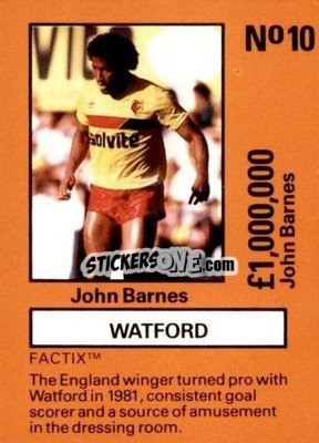 Sticker John Barnes - Emlyn Hughes' Team Tactix 1987
 n. W10 - BOSS LEISURE
