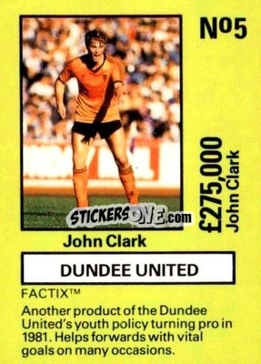 Sticker John Clark - Emlyn Hughes' Team Tactix 1987
 n. DU5 - BOSS LEISURE
