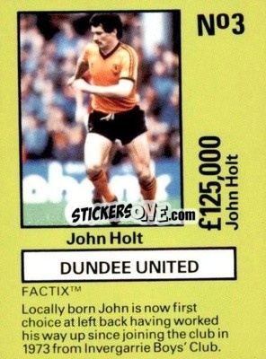 Cromo John Holt - Emlyn Hughes' Team Tactix 1987
 n. DU3 - BOSS LEISURE
