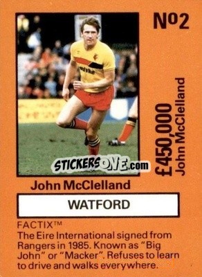 Sticker John McClelland - Emlyn Hughes' Team Tactix 1987
 n. W2 - BOSS LEISURE
