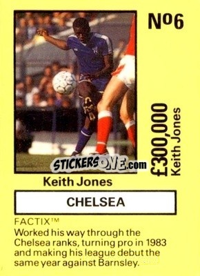 Sticker Keith Jones - Emlyn Hughes' Team Tactix 1987
 - BOSS LEISURE
