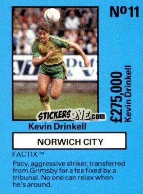 Cromo Kevin Drinkell - Emlyn Hughes' Team Tactix 1987
 n. NC11 - BOSS LEISURE
