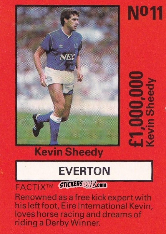Sticker Kevin Sheedy - Emlyn Hughes' Team Tactix 1987
 n. E11 - BOSS LEISURE
