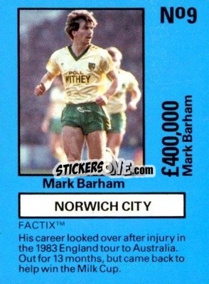 Sticker Mark Barham - Emlyn Hughes' Team Tactix 1987
 - BOSS LEISURE
