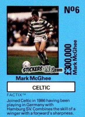 Sticker Mark McGhee - Emlyn Hughes' Team Tactix 1987
 - BOSS LEISURE
