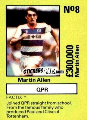 Sticker Martin Allen - Emlyn Hughes' Team Tactix 1987
 - BOSS LEISURE
