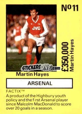 Sticker Martin Hayes - Emlyn Hughes' Team Tactix 1987
 n. AR11 - BOSS LEISURE
