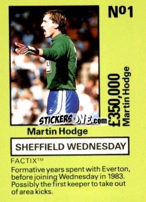 Sticker Martin Hodge - Emlyn Hughes' Team Tactix 1987
 - BOSS LEISURE
