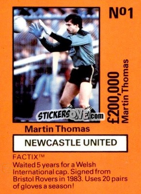 Sticker Martin Thomas - Emlyn Hughes' Team Tactix 1987
 n. NU1 - BOSS LEISURE
