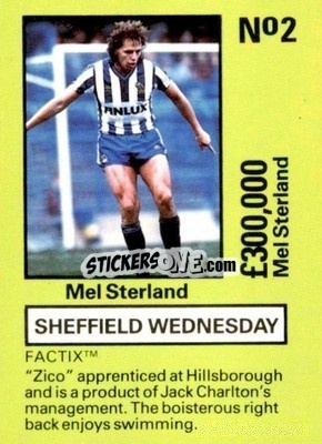 Sticker Mel Sterland - Emlyn Hughes' Team Tactix 1987
 - BOSS LEISURE
