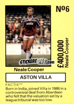 Sticker Neale Cooper - Emlyn Hughes' Team Tactix 1987
 n. AV6 - BOSS LEISURE
