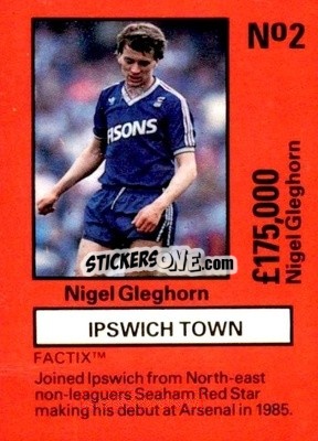 Sticker Nigel Gleghorn - Emlyn Hughes' Team Tactix 1987
 - BOSS LEISURE
