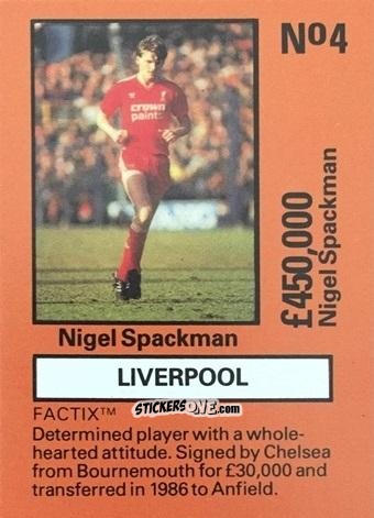 Cromo Nigel Spackman - Emlyn Hughes' Team Tactix 1987
 n. L4 - BOSS LEISURE
