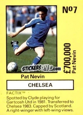 Cromo Pat Nevin - Emlyn Hughes' Team Tactix 1987
 n. C7 - BOSS LEISURE

