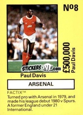Sticker Paul Davis - Emlyn Hughes' Team Tactix 1987
 n. AR8 - BOSS LEISURE
