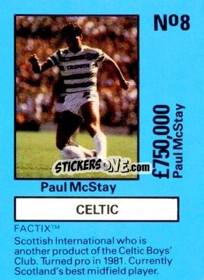 Sticker Paul McStay - Emlyn Hughes' Team Tactix 1987
 - BOSS LEISURE
