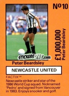 Sticker Peter Beardsley - Emlyn Hughes' Team Tactix 1987
 n. NU10 - BOSS LEISURE
