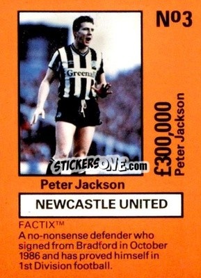 Sticker Peter Jackson - Emlyn Hughes' Team Tactix 1987
 - BOSS LEISURE
