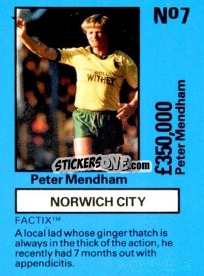 Sticker Peter Mendham - Emlyn Hughes' Team Tactix 1987
 - BOSS LEISURE
