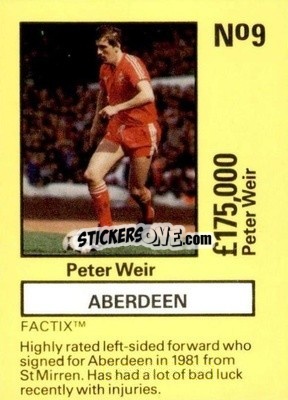 Sticker Peter Weir - Emlyn Hughes' Team Tactix 1987
 - BOSS LEISURE
