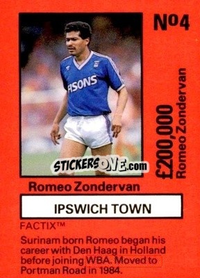Sticker Romeo Zondervan - Emlyn Hughes' Team Tactix 1987
 - BOSS LEISURE
