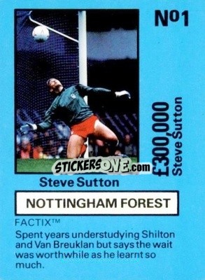 Cromo Steve Sutton - Emlyn Hughes' Team Tactix 1987
 - BOSS LEISURE
