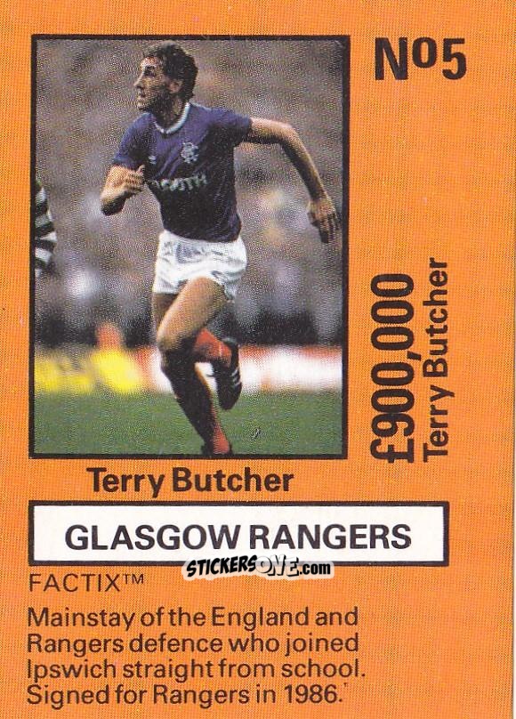 Cromo Terry Butcher - Emlyn Hughes' Team Tactix 1987
 n. R5 - BOSS LEISURE
