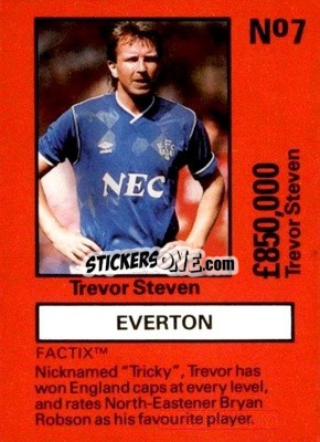 Sticker Trevor Steven - Emlyn Hughes' Team Tactix 1987
 - BOSS LEISURE
