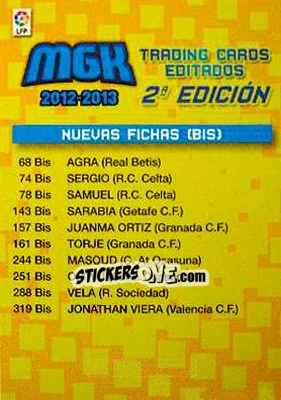 Figurina Check-list 2 - Liga BBVA 2012-2013. Megacracks - Panini