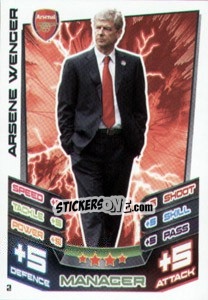 Sticker Arsene Wenger - English Premier League 2012-2013. Match Attax n. 2 - Topps