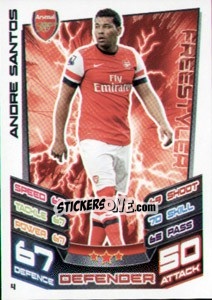 Cromo Andre Santos - English Premier League 2012-2013. Match Attax n. 4 - Topps