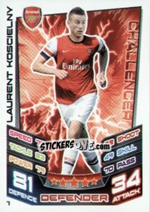 Sticker Laurent Koscielny - English Premier League 2012-2013. Match Attax - Topps
