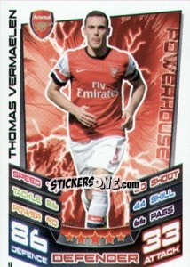Sticker Thomas Vermaelen - English Premier League 2012-2013. Match Attax n. 9 - Topps