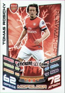 Sticker Tomas Rosicky - English Premier League 2012-2013. Match Attax n. 15 - Topps