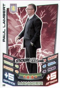 Cromo Paul Lambert - English Premier League 2012-2013. Match Attax n. 20 - Topps