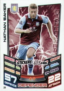 Sticker Nathan Baker - English Premier League 2012-2013. Match Attax n. 21 - Topps