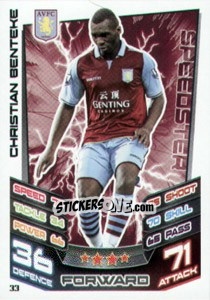 Sticker Christian Benteke - English Premier League 2012-2013. Match Attax n. 33 - Topps