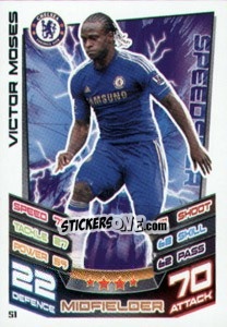 Sticker Victor Moses - English Premier League 2012-2013. Match Attax n. 51 - Topps