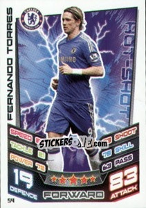 Sticker Fernando Torres - English Premier League 2012-2013. Match Attax n. 54 - Topps