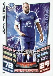 Sticker John Heitinga - English Premier League 2012-2013. Match Attax n. 58 - Topps