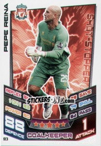 Sticker Pepe Reina - English Premier League 2012-2013. Match Attax n. 93 - Topps