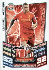 Sticker Daniel Agger - English Premier League 2012-2013. Match Attax n. 94 - Topps