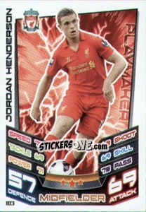 Sticker Jordan Henderson - English Premier League 2012-2013. Match Attax n. 103 - Topps